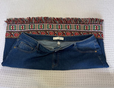 Cato Est. 1946 Women's 18W Denim Jean Embroidered Fringed Skirt Boho