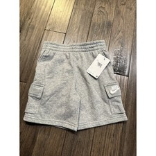 Nike Cargo Shorts Boys Size 5 Grey Heather Fleece Elastic Waist Athletic