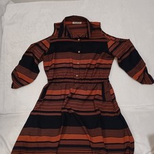 Speed Control New York Dress Women's Size M Rust & Black Stripe Open Shoulder...
