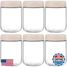 NETANY 6-pack 16oz Glass Jars w/ Airtight Lids for Overnight Oats, Salad, Food S