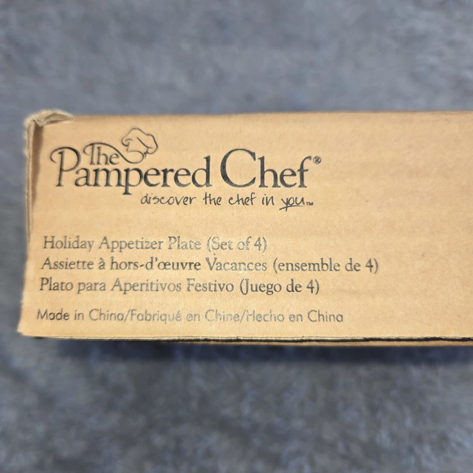 Pampered Chef Christmas Tree Appetizer Plates 6" Lot Of 4 Square Glass #2808 New - Image 4 of 4