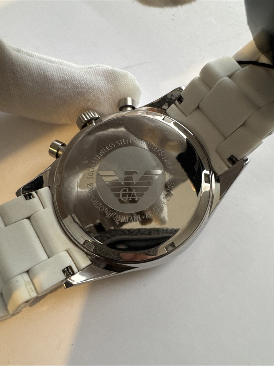 Emporio Armani Men's AR5859 Sport White Silicone Silver