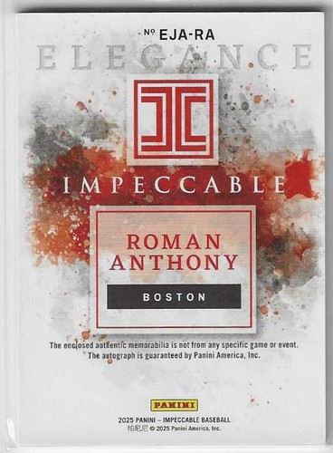 Camiseta deportiva Panini Impecable #EJA-RA Roman Anthony Elegance 2025 automática #/99 - Imagen 2 de 2