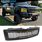 Fits 07-13 Chevy Silverado 1500 Matte Black Front Mesh Upper Grille W/ Light