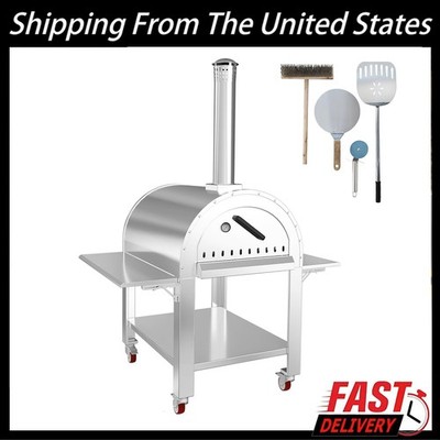 32/44'' Outdoor Movable Stainless Steel Wood Fired Artisan Pizza Oven BBQ Grill