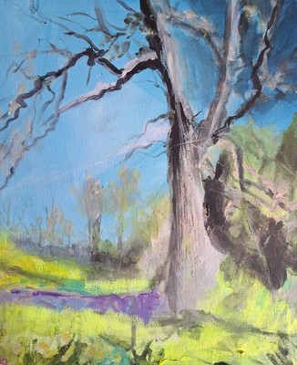 Spring Woods 3.  Original Mixed Media Gemälde auf Leinwand.