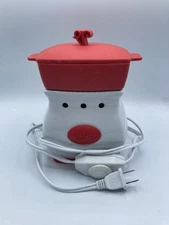 Velata Red White Maraschino Curve Fondue Warmer WORKS Lid Light w/Box