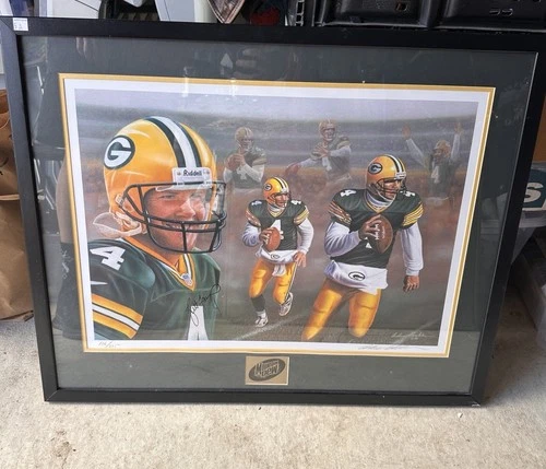 Brett Favre Autographed Art Works By Andrew Goralski Size 32x26 Authenticated