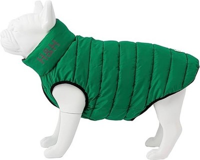 HUGO & HUDSON, EXTRA SMALL DOG, Reversible Green and Gray Puffer Jacket