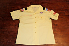 Boy Scouts of America BSA Women's Shirt Yellow 14 Small Sewn Patches