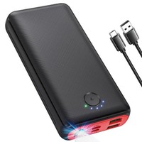 Jiga Power Bank 27000Mah 22,5W Externer Akku PD 20W USB 27000Mah, Schwarz+Rot
