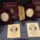 U.S. Mint American Eagle Proof Silver $1 Coins 1989-1990 1 oz (2) w/ Boxes