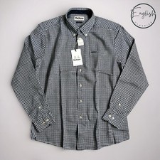 Barbour Padshaw Gingham Shirt Men’s Large Tailored Fit Green / Navy