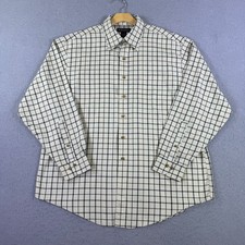 Brooks Brothers Mens XL Beige Navy Burgundy Plaid Non-Iron Button Down Shirt