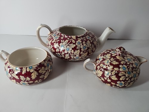 LORD NELSON WARE Vintage Royal Brocade 4Pc F STACKING TEAPOT TEA SET - Picture 5 of 16
