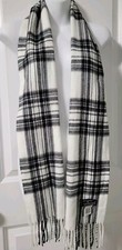 New Cashme  100 Acrylic Made In Italy Scarf RN18731 White/Black Striped 66X11