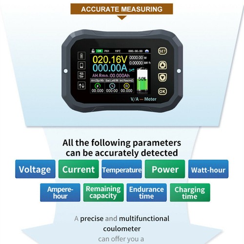 Wireless Voltmeter Ammeter SOC Charge Discharge Battery Monitor DC 0-120V 0-500A - Bild 3 von 18