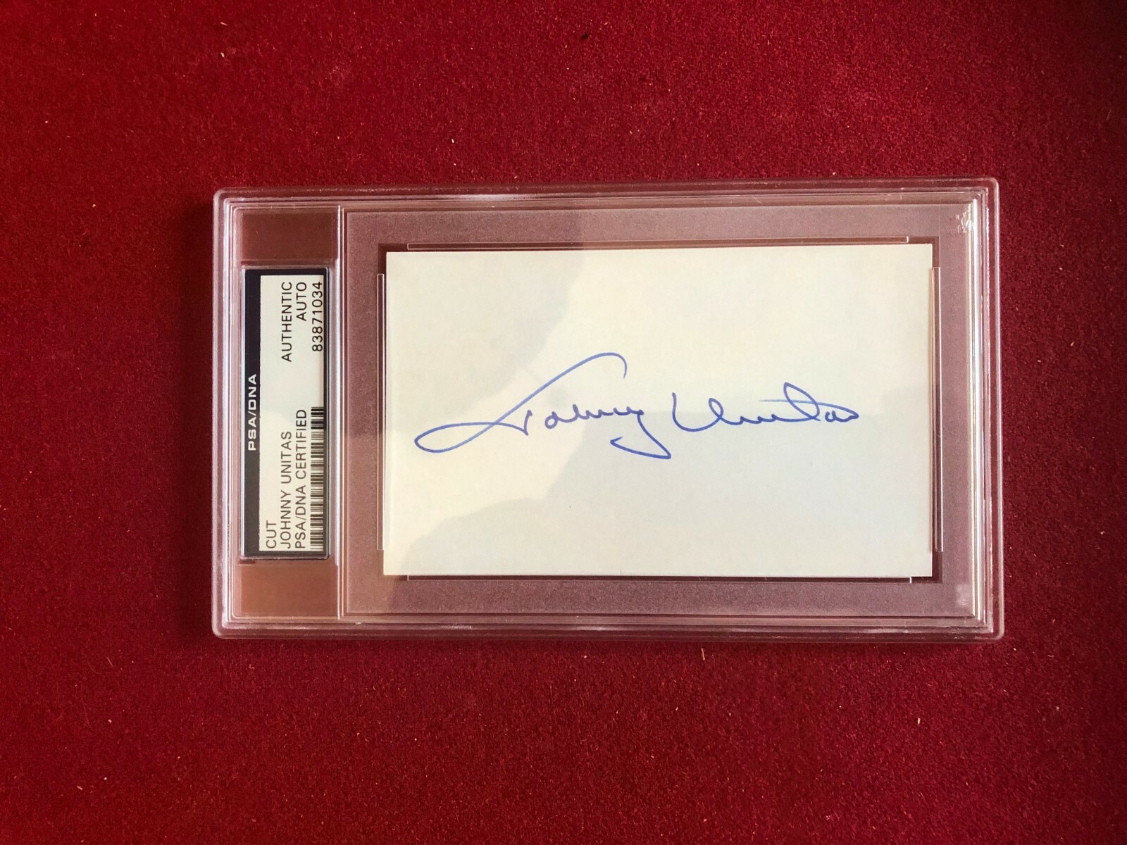 Johnny Unitas, "Autograph" (PSA / DNA) Encapsulated Cut (Scarce / Vintage)