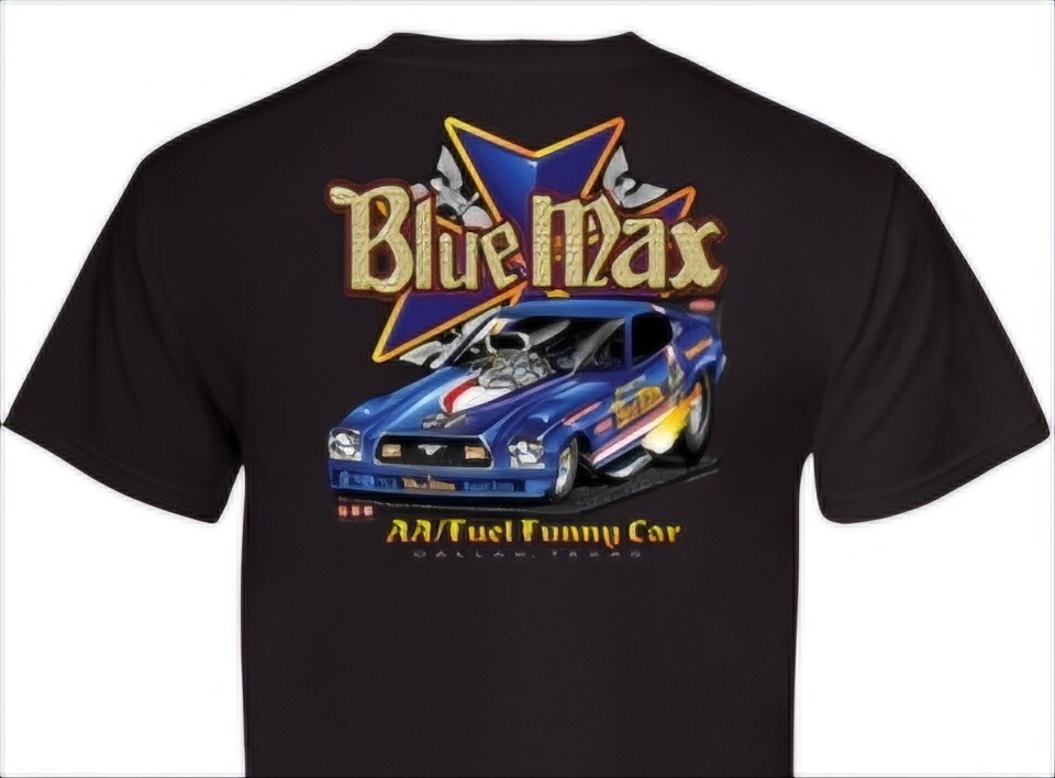 Blue MAX Mustang AA/FC (151) MENS Black T-SHIRT 100% COTTON. DRAG