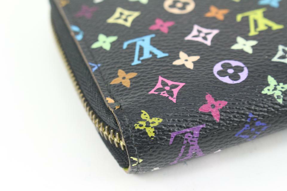 Louis Vuitton Black Monogram Multicolor Litchi Long Zippy Louis Vuitton Black Monogram Multicolor Litchi Long Zippy