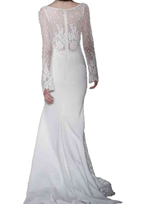 trumpet/mermaid spaghetti straps sleeveless lace court train wedding dresses A-line Spaghetti Strap Deep V Sleeveless Lace Applique Wedding Dress W   Kexindaidd boutique store