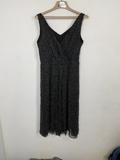 Talbots Women Dress 10 Petite Black Silk Polka Dot Retro Rockabilly Wrap Vintage