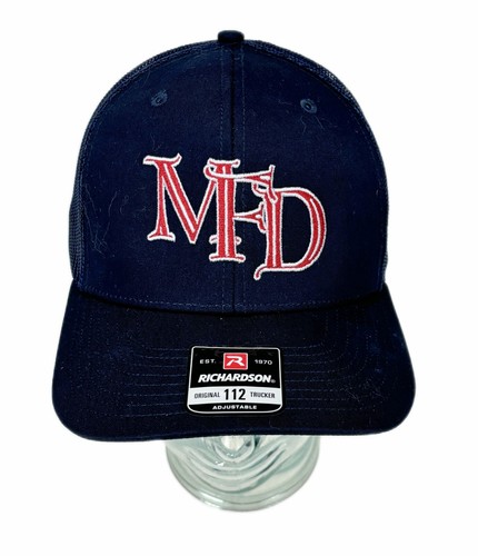 MFD Embroidered Cap Blue Richardson Trucker Hat Mesh Back Plastic Snap - 第 1/5 張圖片