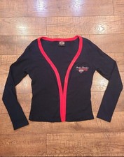 Harley Davidson Open Front Cardigan Women's Large Flint Burton Mich. Made In USA