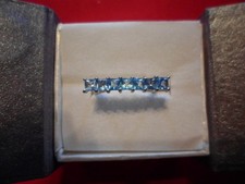 Liberty Blue Topaz Bar Ring Set in 925 Sterling-Size 7-1.34 Carats