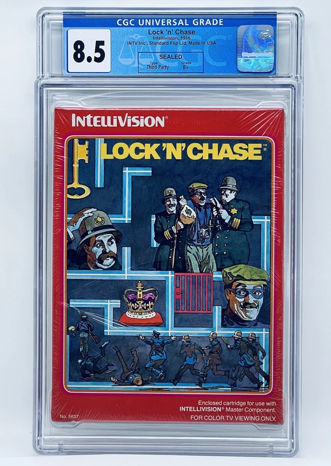 RARE 1986 Intellivision (NOT Mattel) Lock ‘N’ Chase Sealed Graded Game!  CGC 8.5 - Image 3 of 4