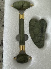 100 Natural Jade Facial Massage Roller  Gua Sha Scraper Set Gift Box Beauty