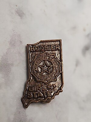 Vintage American Legion Auxiliary Hoosier Girls State Bronze Lapel Pin 