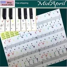 Piano Stickers for 49 / 37/ 61 / 88 Key Keyboards Transparent and Removable  