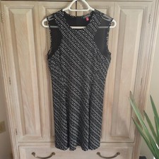 Vince Camuto Women's Black White Sleeveless Zip Up Dress Size Small