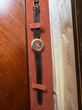 Gucci 3000L Gold X Red Green Sherry Line Vintage Watch Used Working