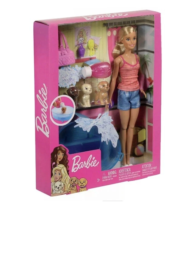 Barbie Puppy Bath Time Exclusive Doll Set Dog Pet Lover NEW