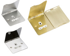 FLOOR socket 13 amp flat plate brass chrome brushed recessed polished