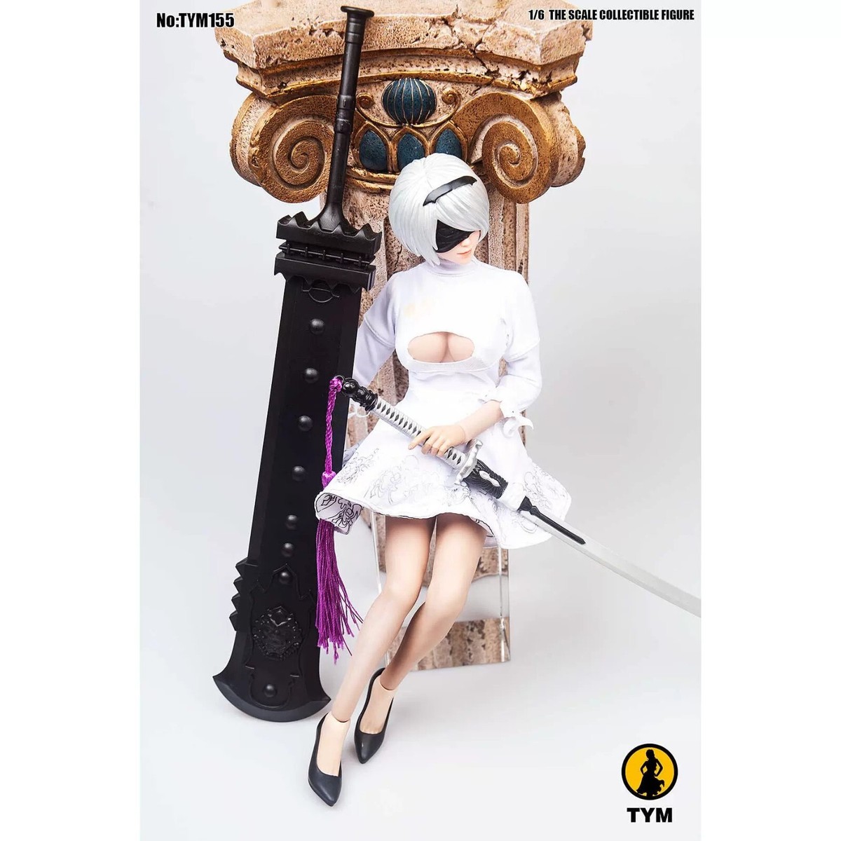 1/6 Female 2B Girl Head&White Sexy Dress Shoes Clothes Weapon Fit 12" TBL  Figure | eBay