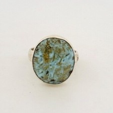 Brand New Sterling Silver 925 Round Turquoise Women's Statement Ring - Size 6