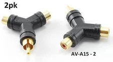 2pk RCA Male Plug to 2-RCA Female Y-Splitter Adapter