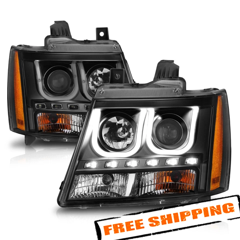 Anzo 111273 Black U-Bar Projector Headlights with LED DRL for 07-14 Chevy Tahoe - Imagem 2 de 4
