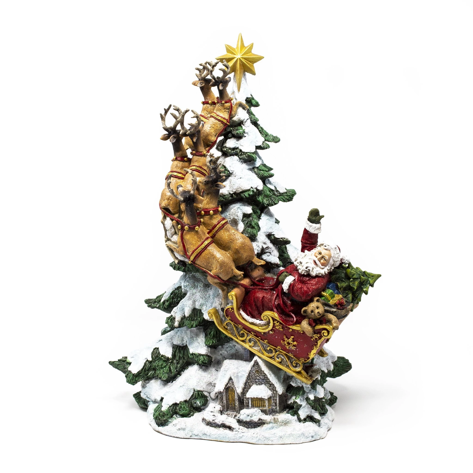 Santa & Reindeer Around Christmas Tree Decoration Santa & Reindeer Around Christmas Tree Decoration