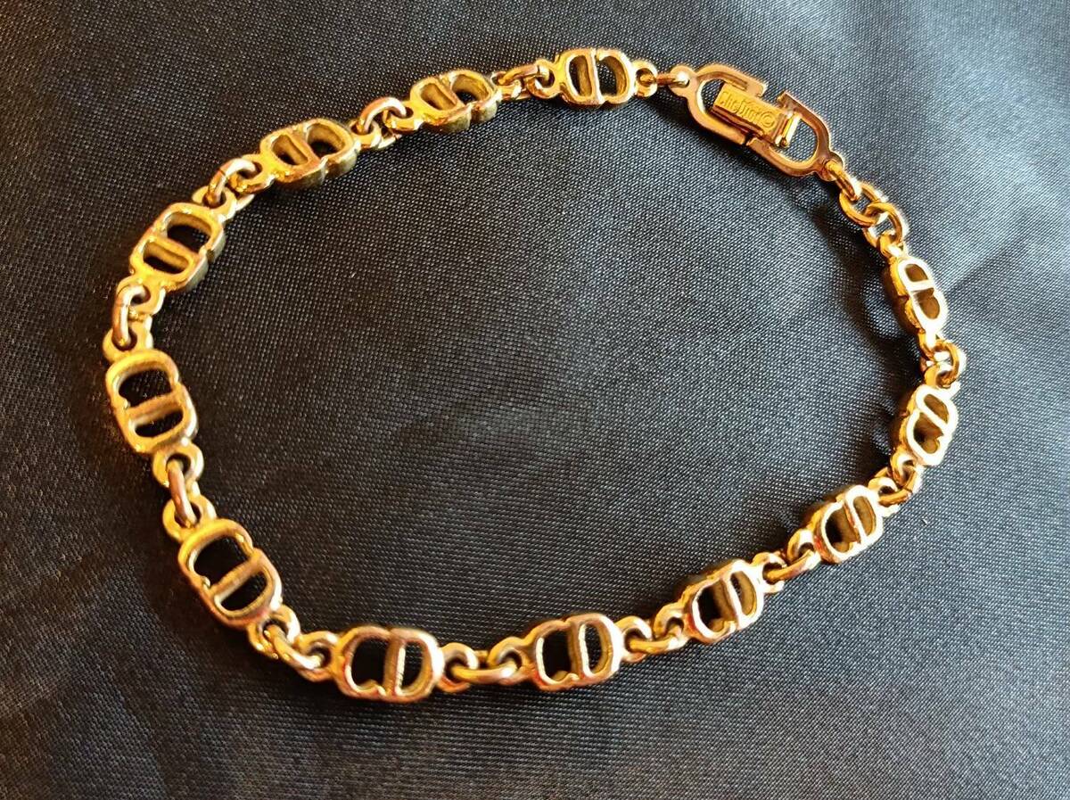 Christian Dior Vintage CD Logo Chain Linked Bangle Bracelet Christian Dior Vintage CD Logo Chain Linked Bangle Bracelet