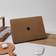Cocoa Brown Chamois Suede PU Leather Shell Case Cover For Apple MacBook Pro Air