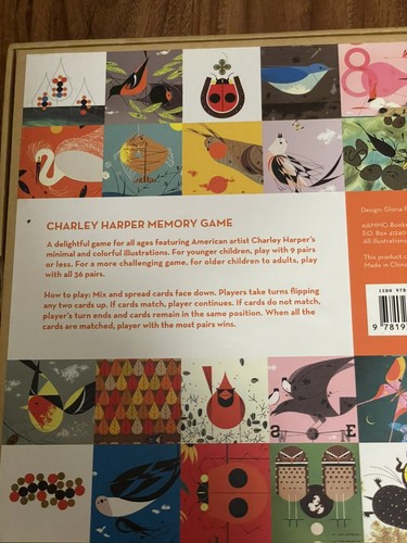 Charley Harper Memory Board Game 36 Pairs Wildlife Nature Art Family Game Night - Picture 3 of 8