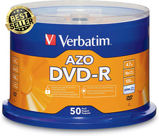 4.7GB up to 16X Recordable Disc AZO DVD-R 50-Disc Spindle 95101, Silver