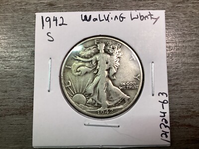 1942 S Walking Liberty Silver Half Dollar in Fine Condition US Coin 12132463tu