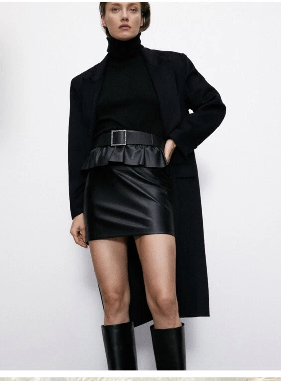 Zara black 2025 ruffle skirt