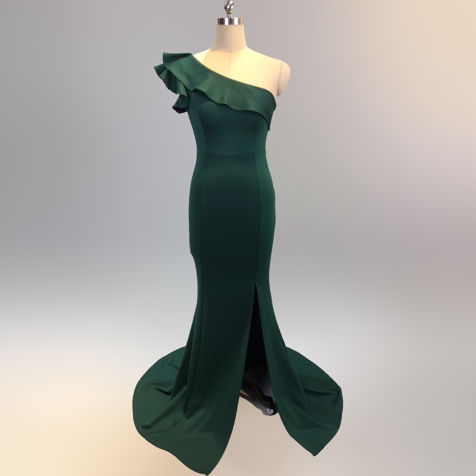 Primavera Mujeres Color Sólido Elegante Vestido Un Hombro Cola de Pescado Vestido Vestido de Noche