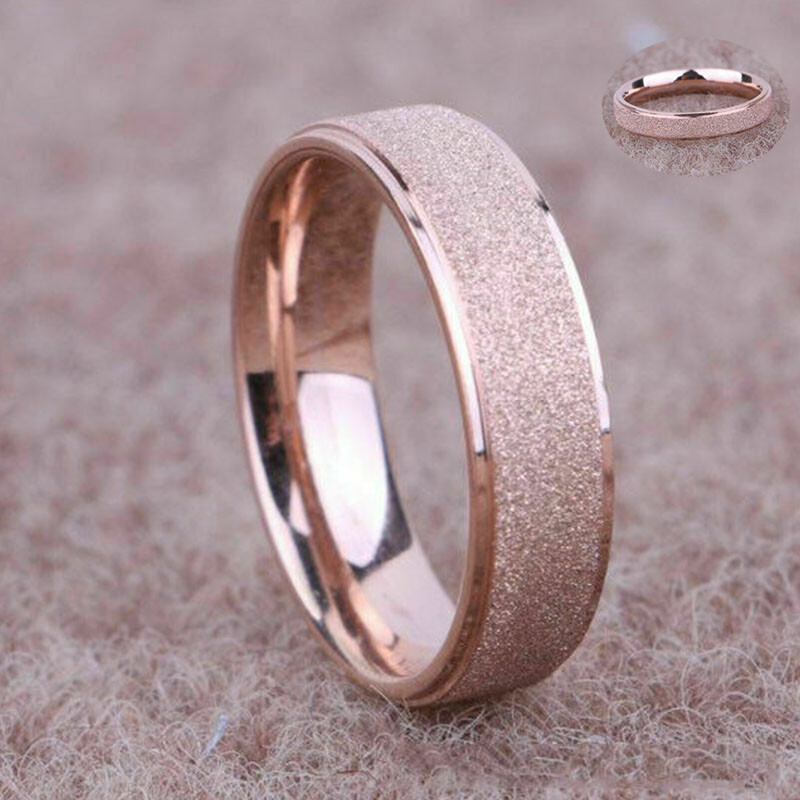 Rose Gold Titanium Steel Wedding Band Ring Frosted Men/Women's Size 5-12-image
